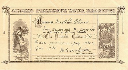 Pulaski Citizen Receipt
