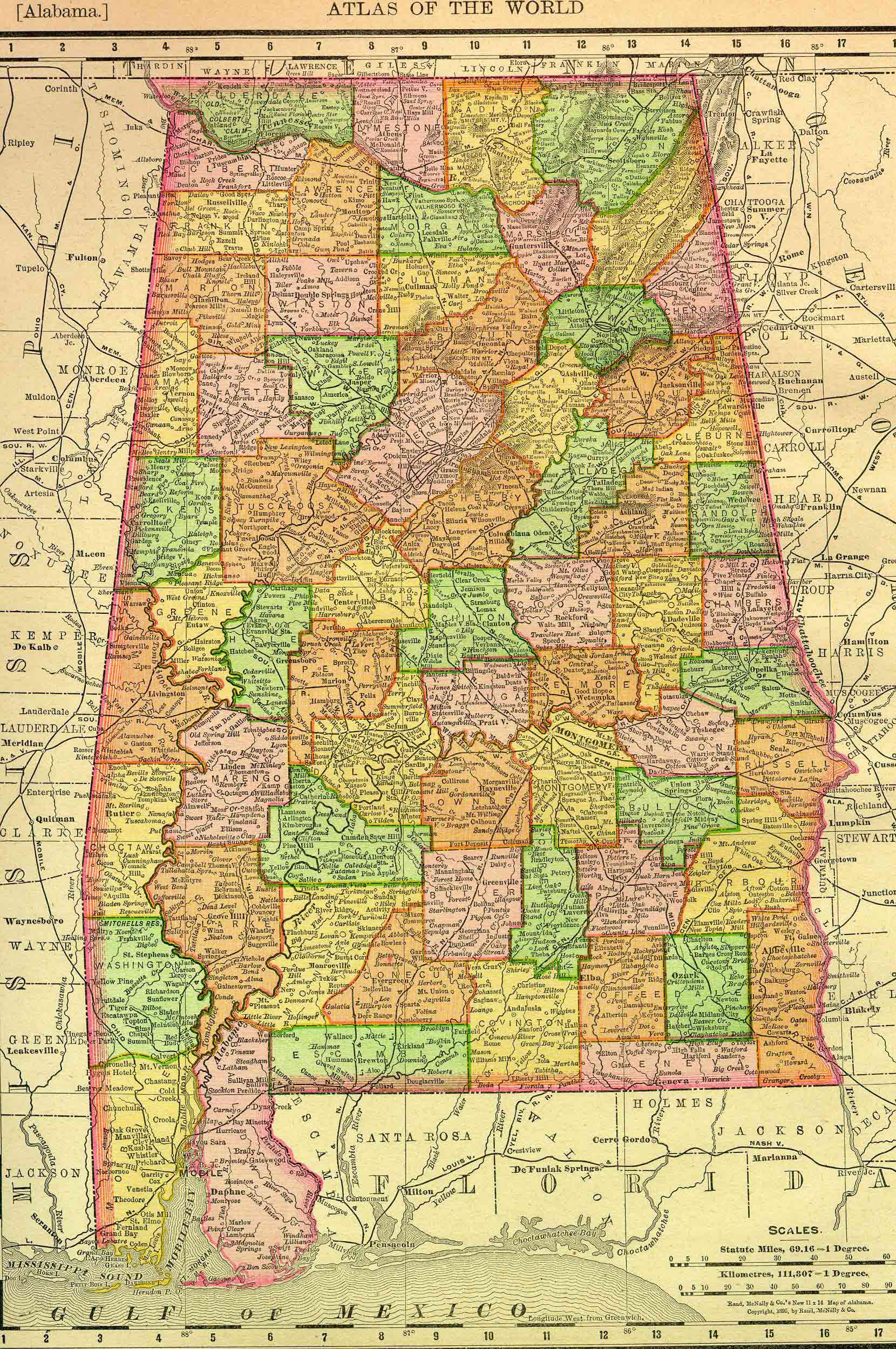 1895 Map of Alabama
