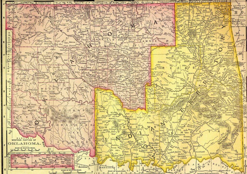 1895 Map of Oklahoma and Indian Nations