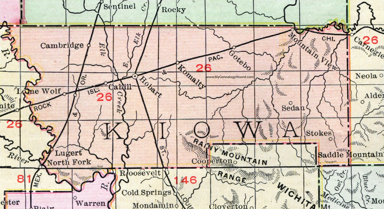 1911 Map of Kiowa County Oklahom