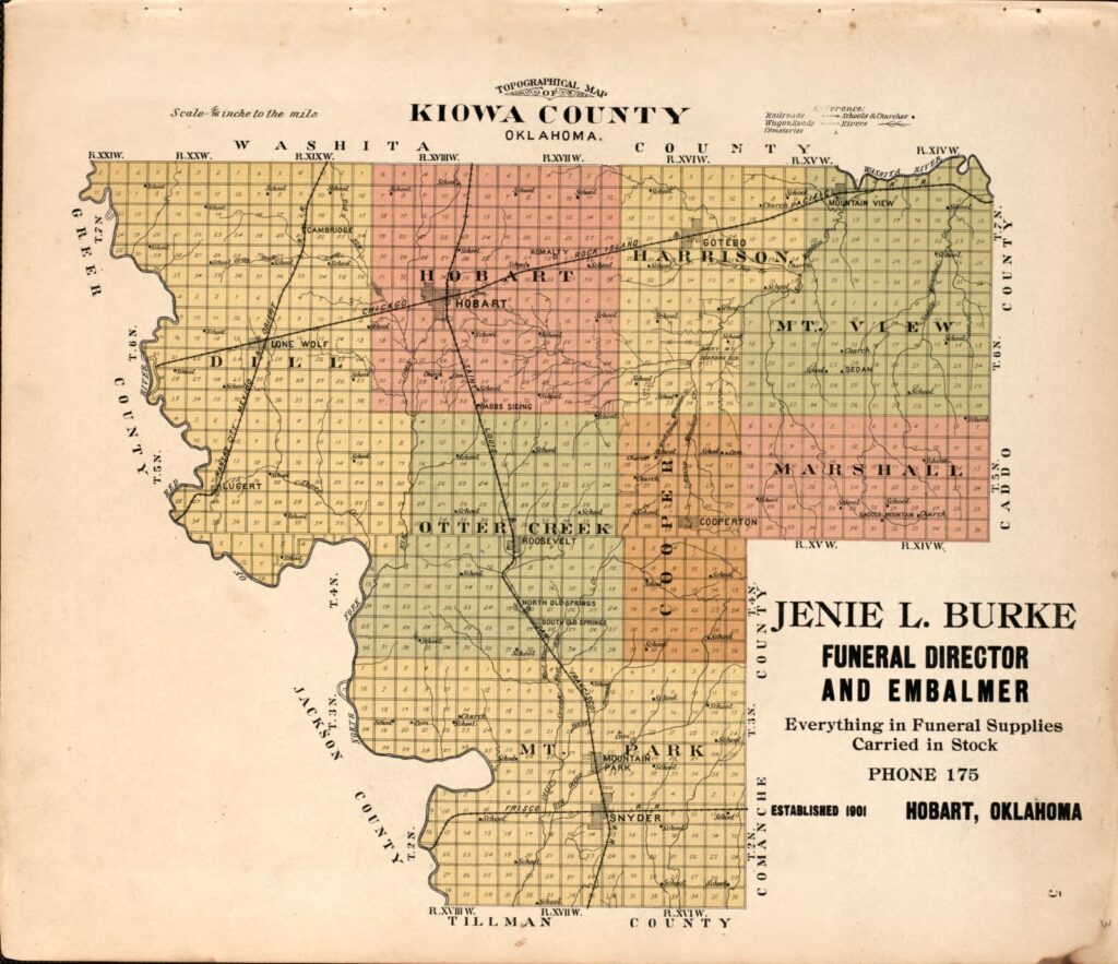 1913 Kiowa County Oklahoma Map