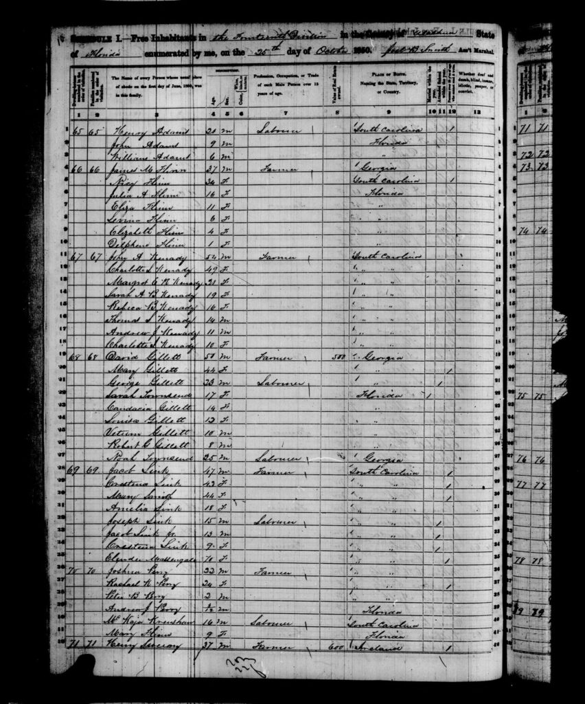 1850 Census Alachua County FL - page 10