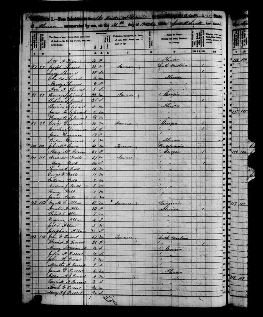 1850 Census Alachua County FL - page 14