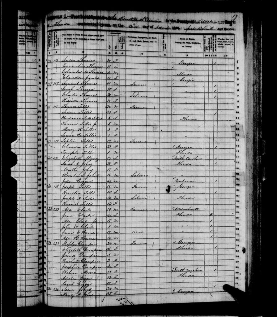 1850 Census Alachua County FL - page 17