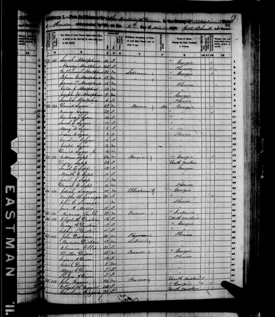 1850 Census Alachua County FL - page 19