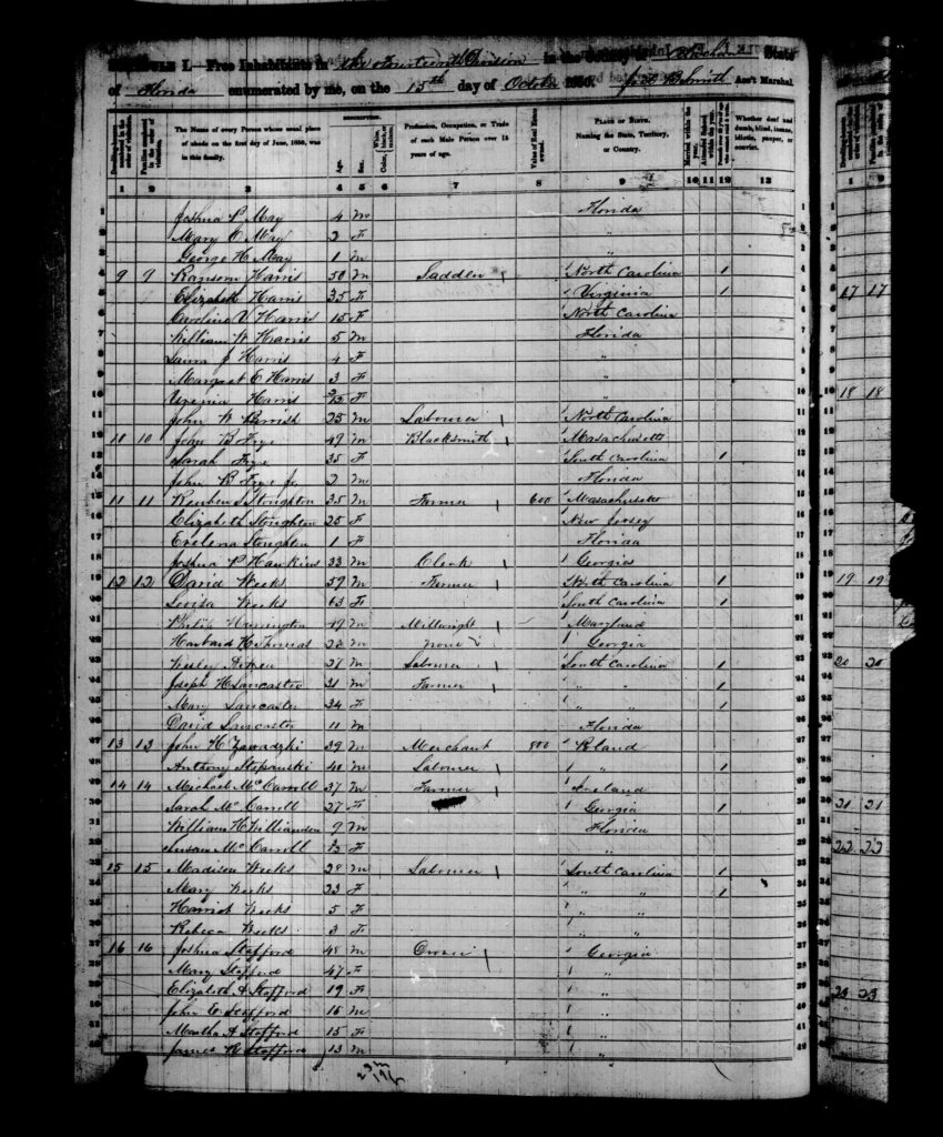 1850 Census Alachua County FL - page 2
