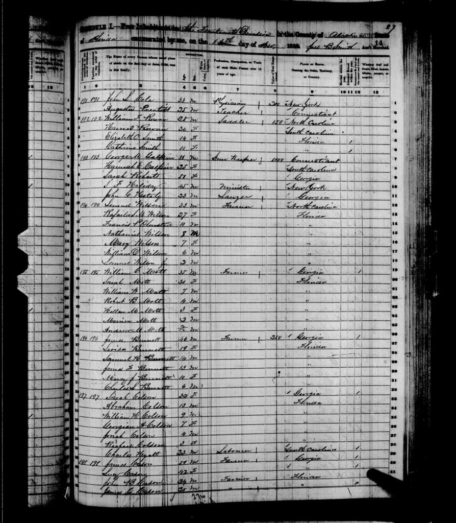 1850 Census Alachua County FL - page 27