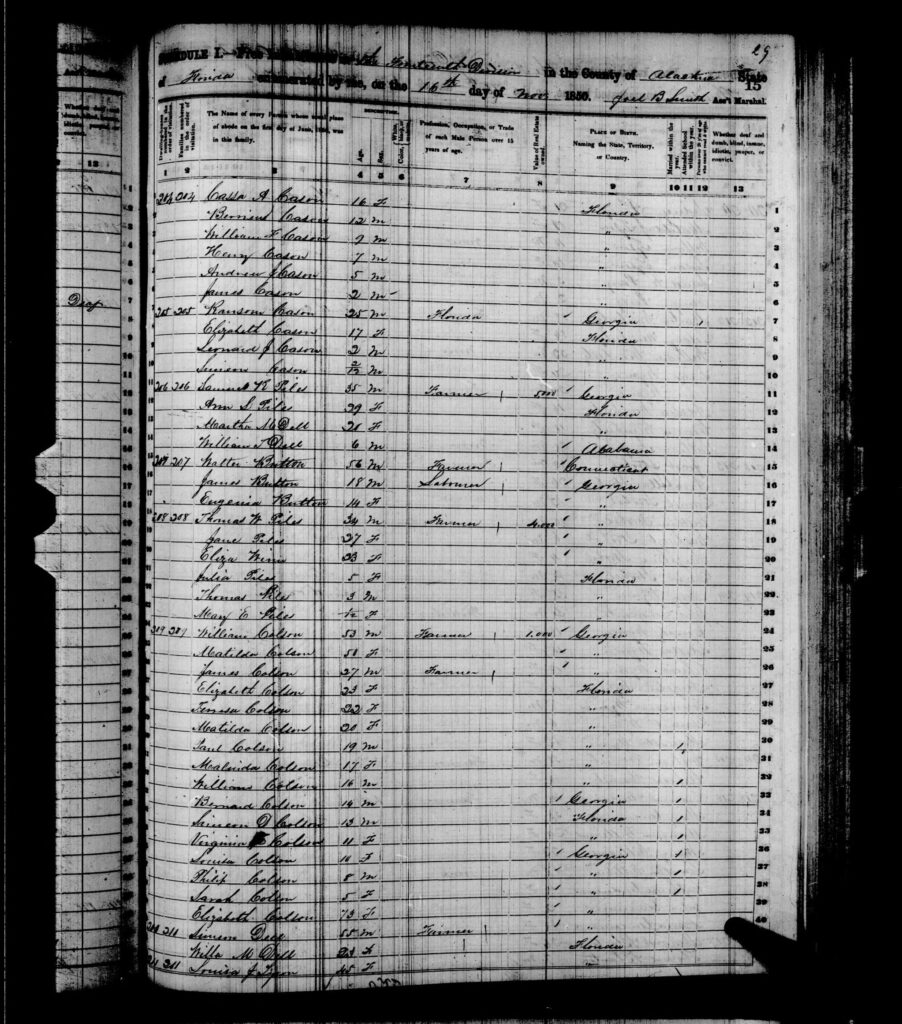 1850 Census Alachua County FL - page 29