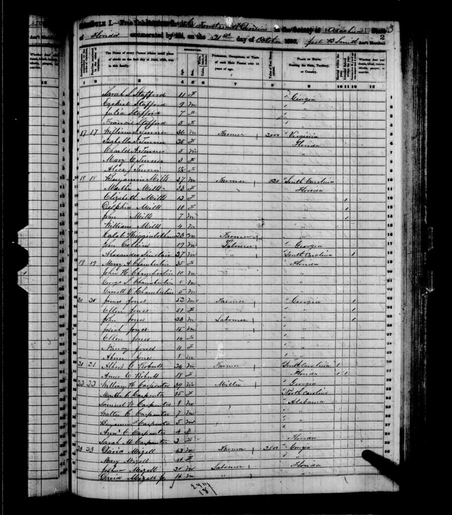 1850 Census Alachua County FL - page 3