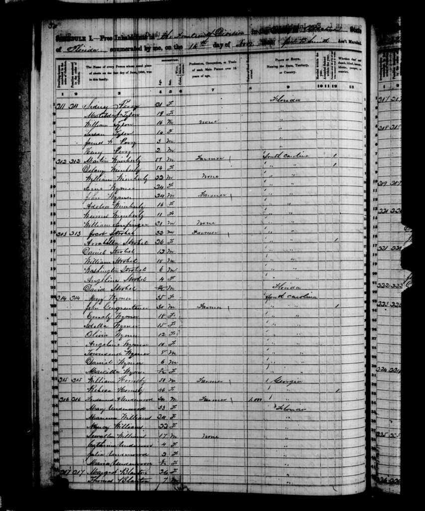 1850 Census Alachua County FL - page 30