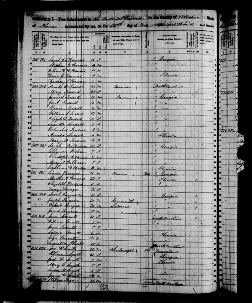 1850 Census Alachua County FL - page 38
