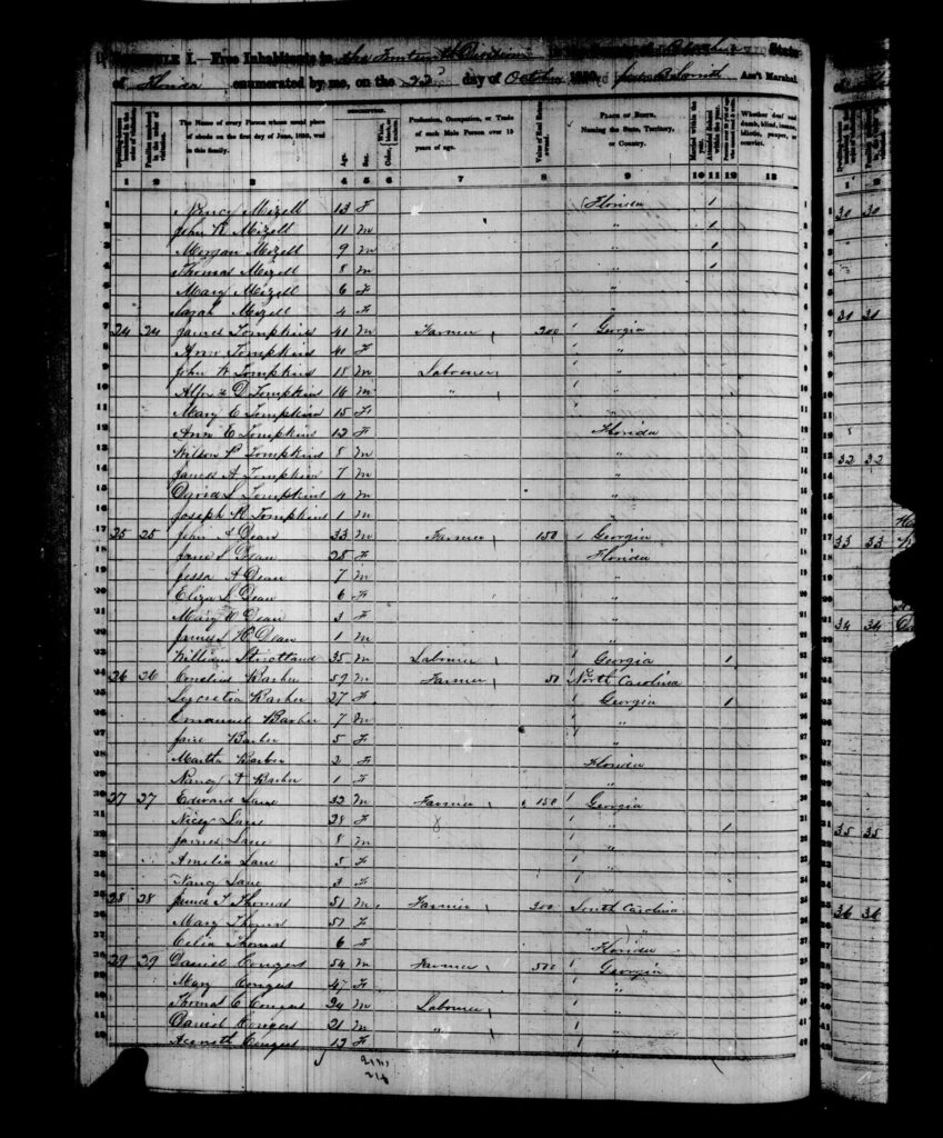 1850 Census Alachua County FL - page 4