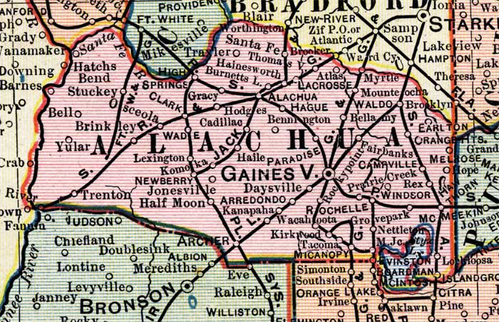 1902 Map of Alachua County Florida