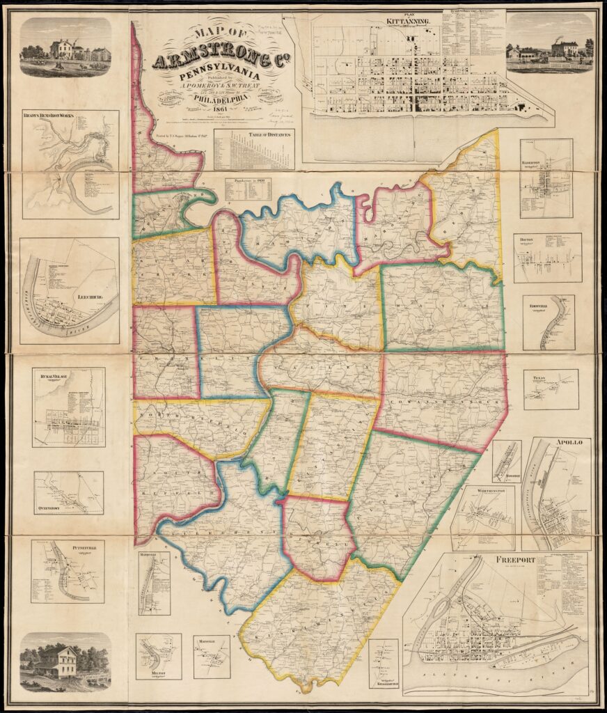 1861 Map of Armstrong County Pennsylvania