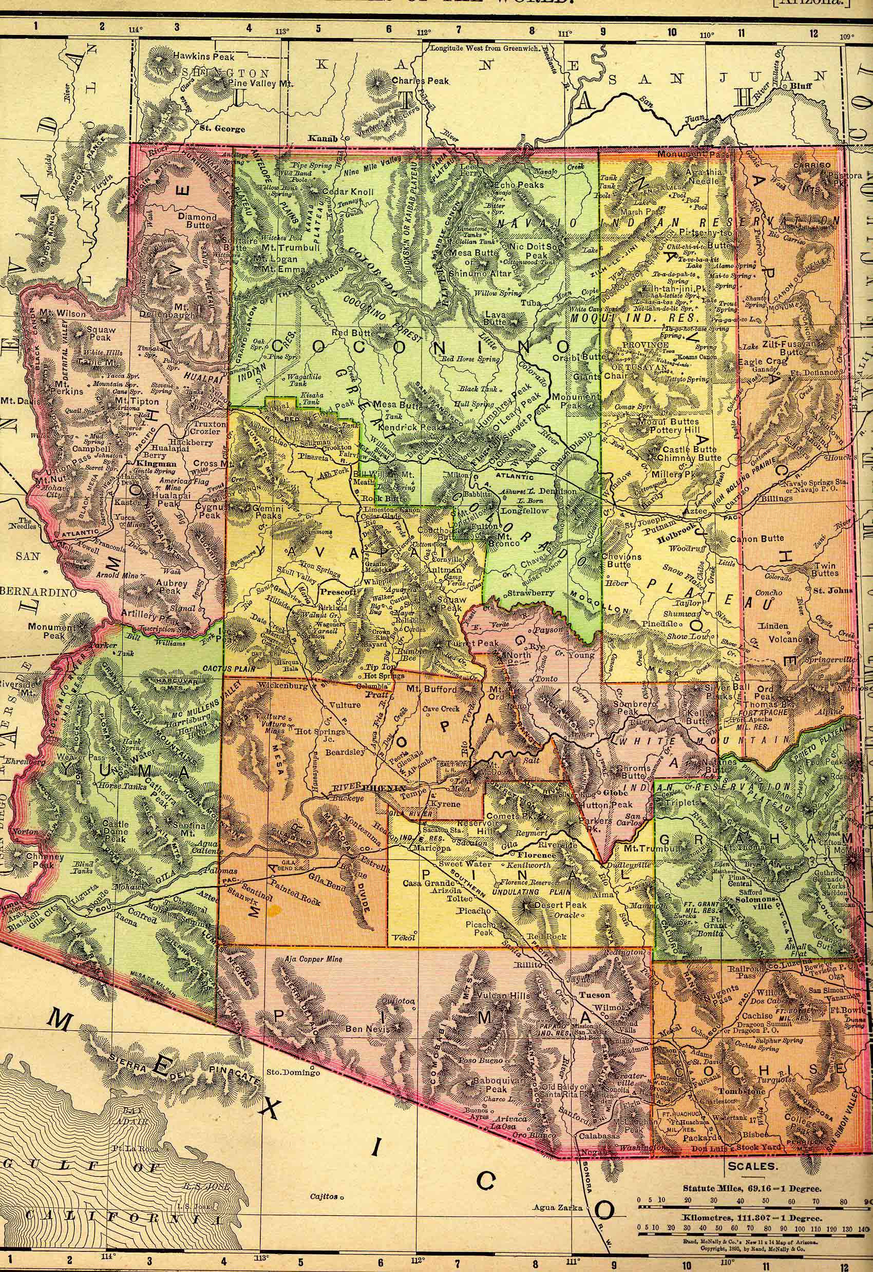 1895 Map of Arizona