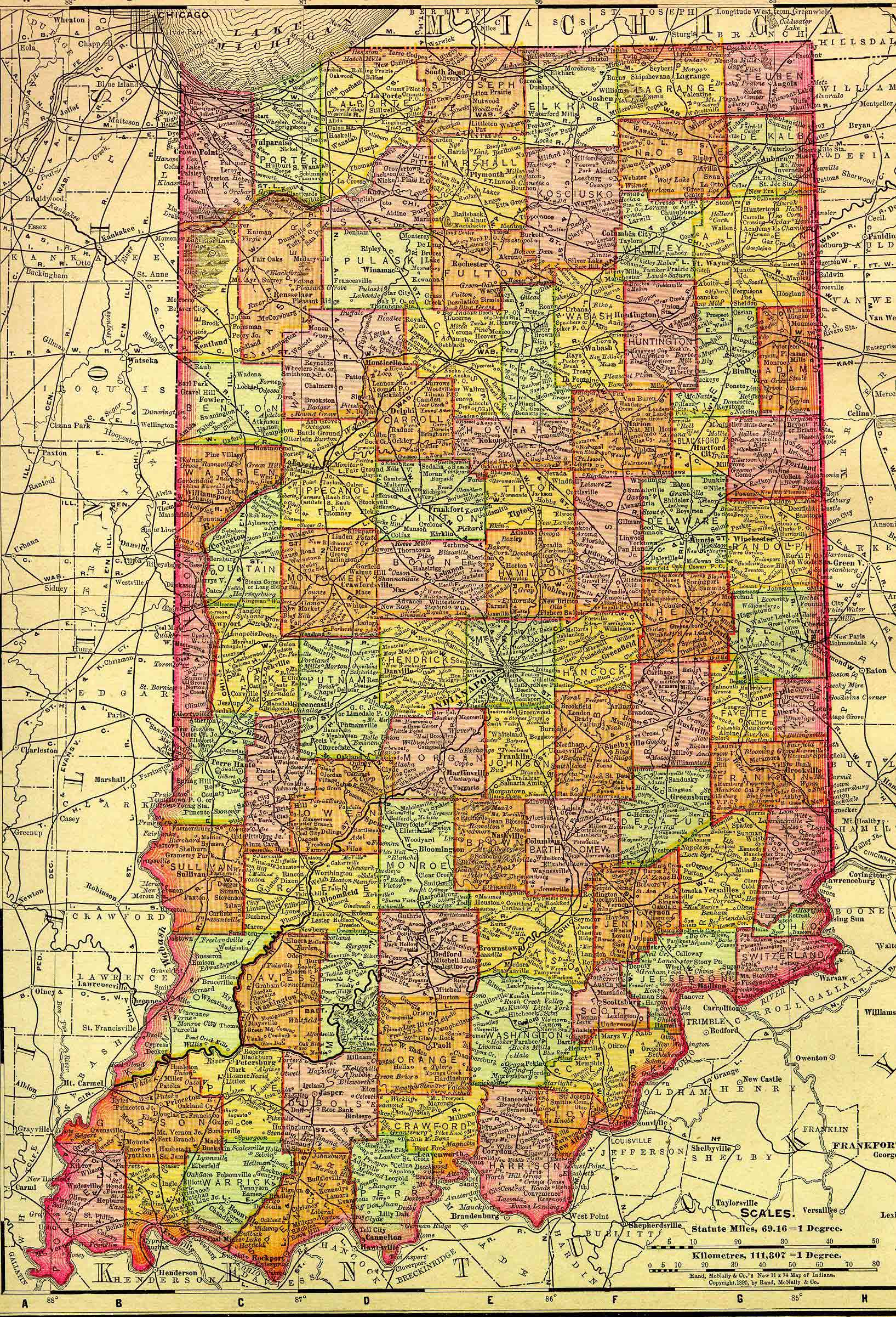 1895 Map of Indiana