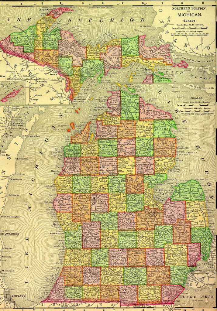 1895 Map of Michigan