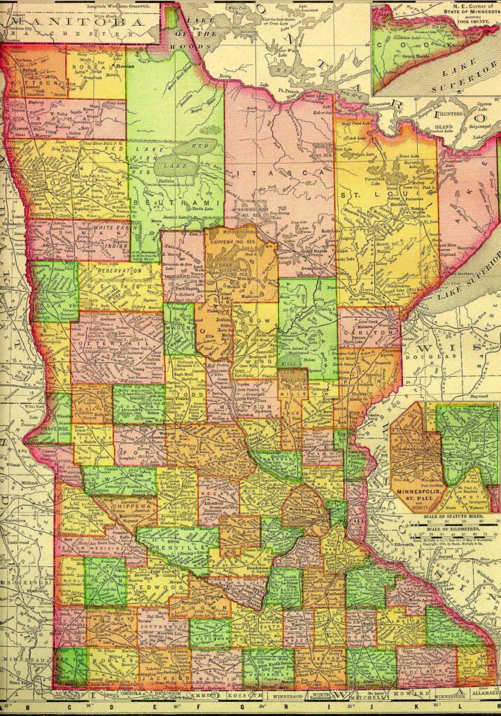 1895 Map of Minnesota
