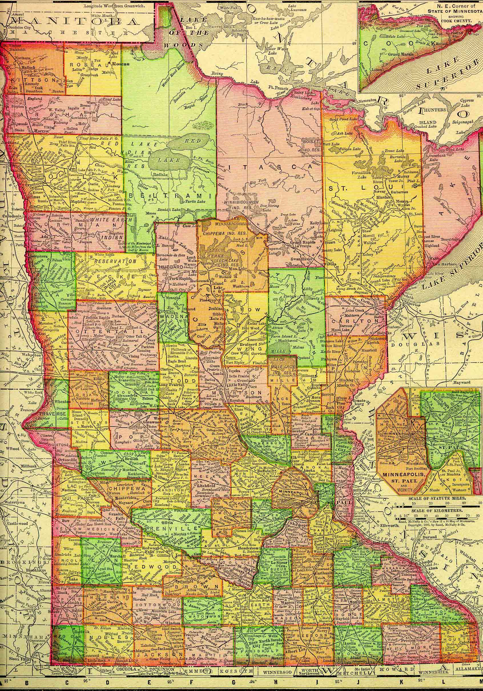 1895 Map of Minnesota