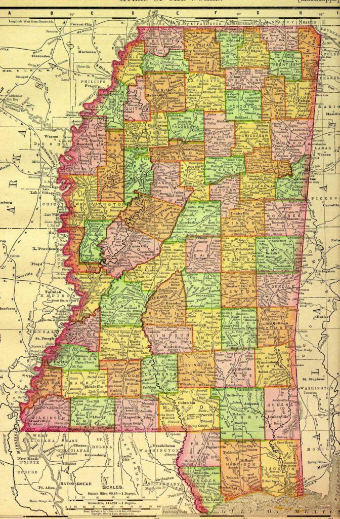 1895 Map of Mississippi