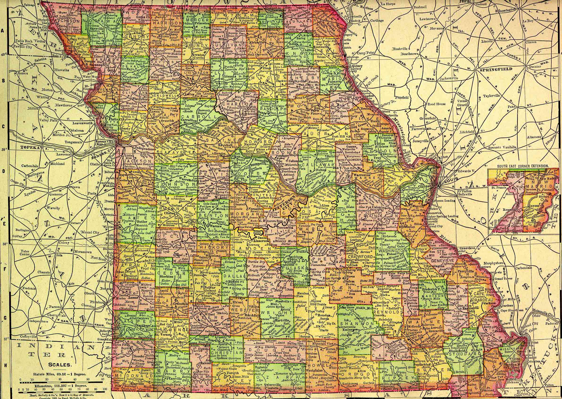 1895 Map of Missouri