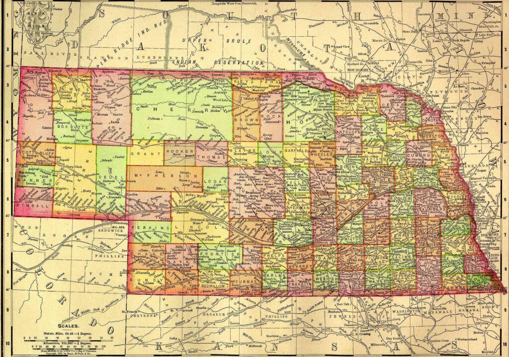 1895 Map of Nebraska
