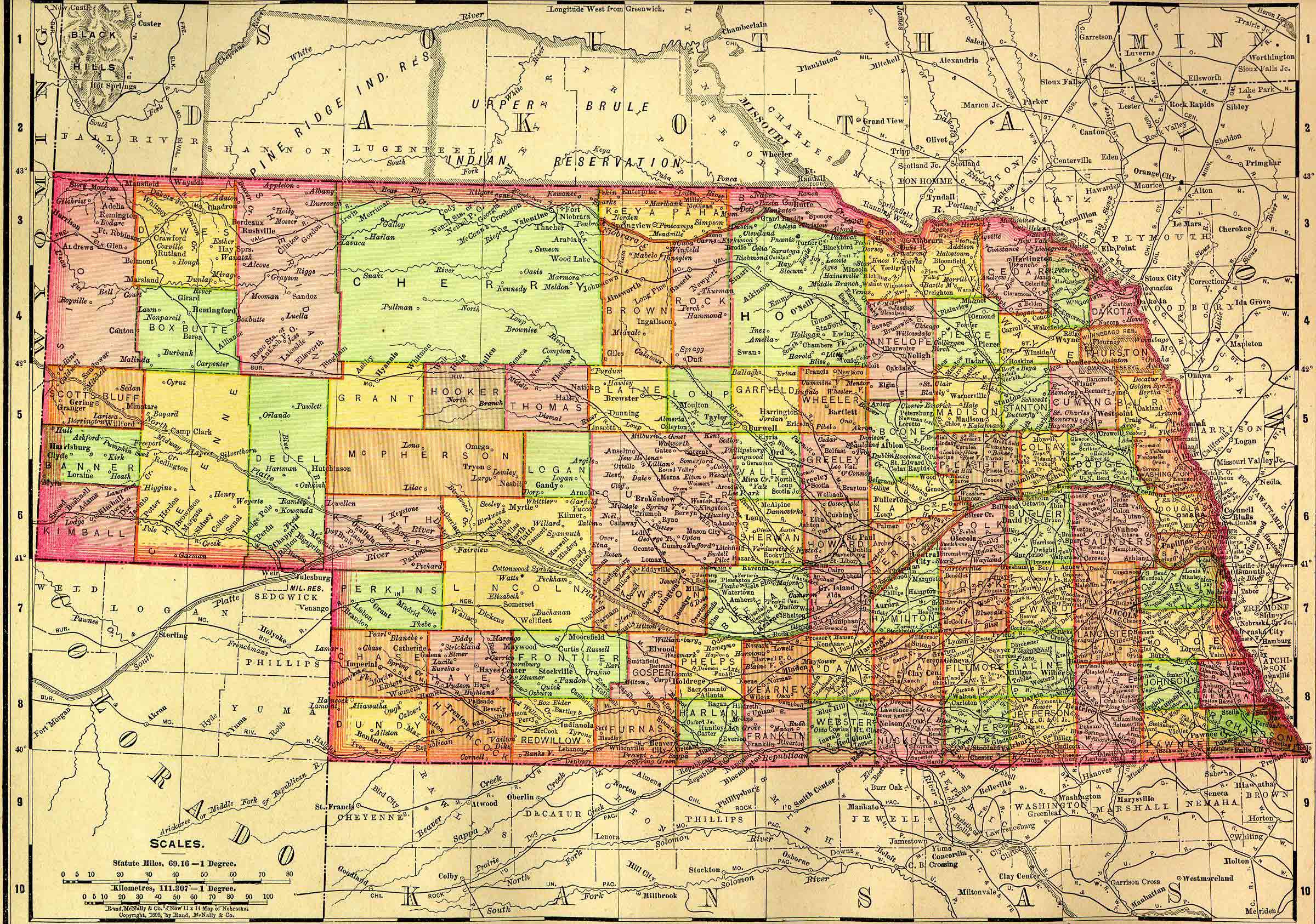 1895 Map of Nebraska