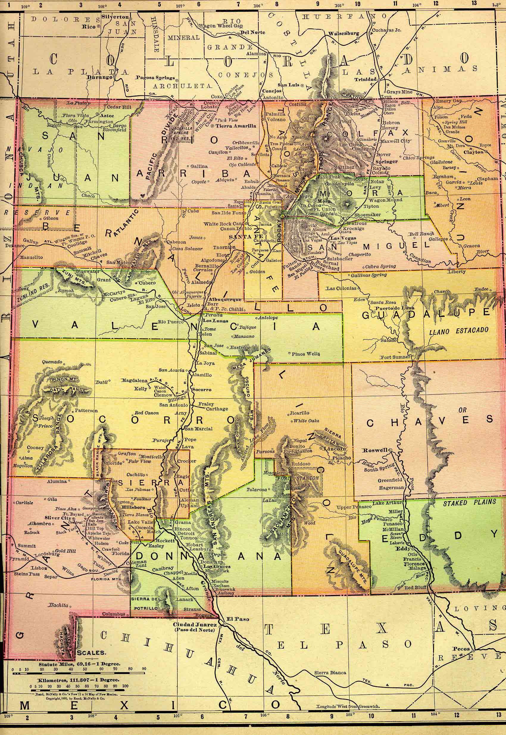 1895 Map of New Mexico