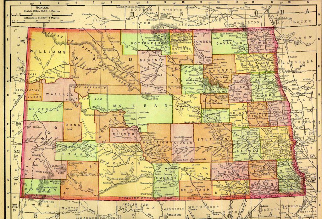 1895 Map of North Dakota