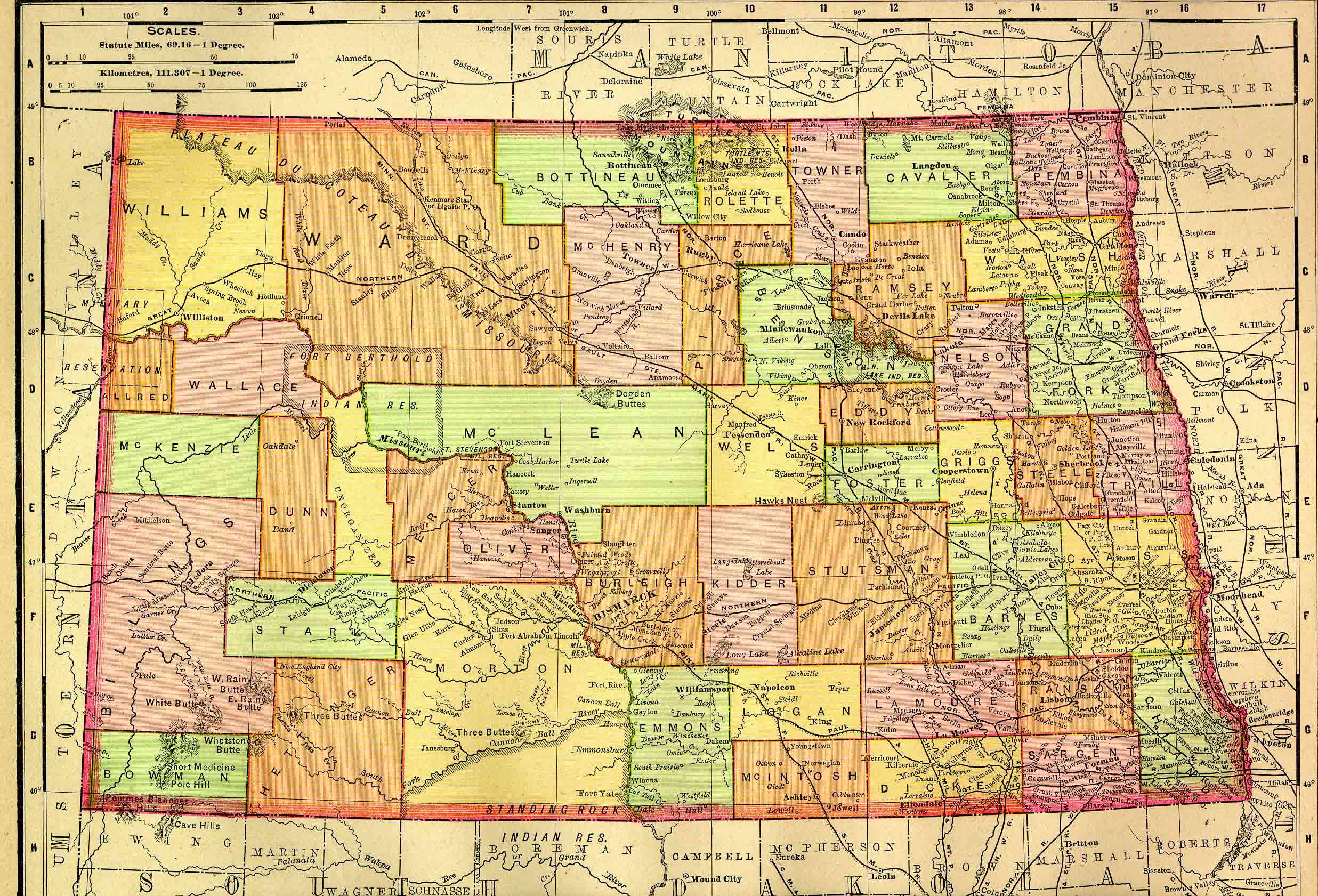 1895 Map of North Dakota