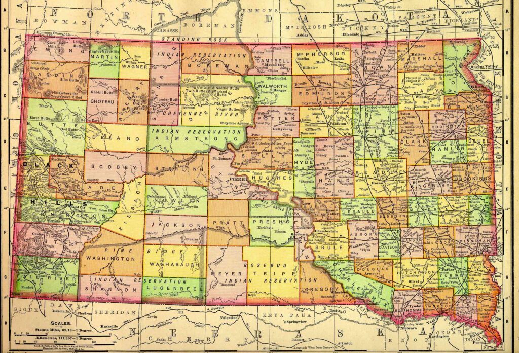 1895 Map of South Dakota