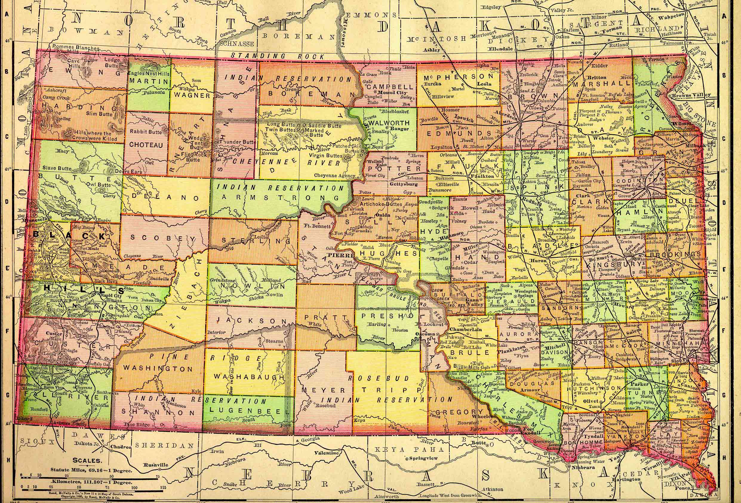 1895 Map of South Dakota