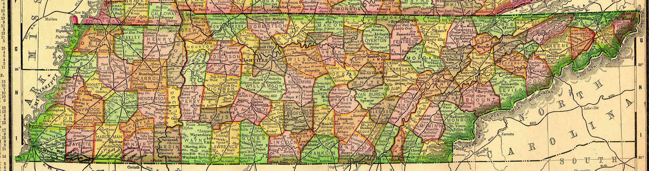 1895 Map of Tennessee