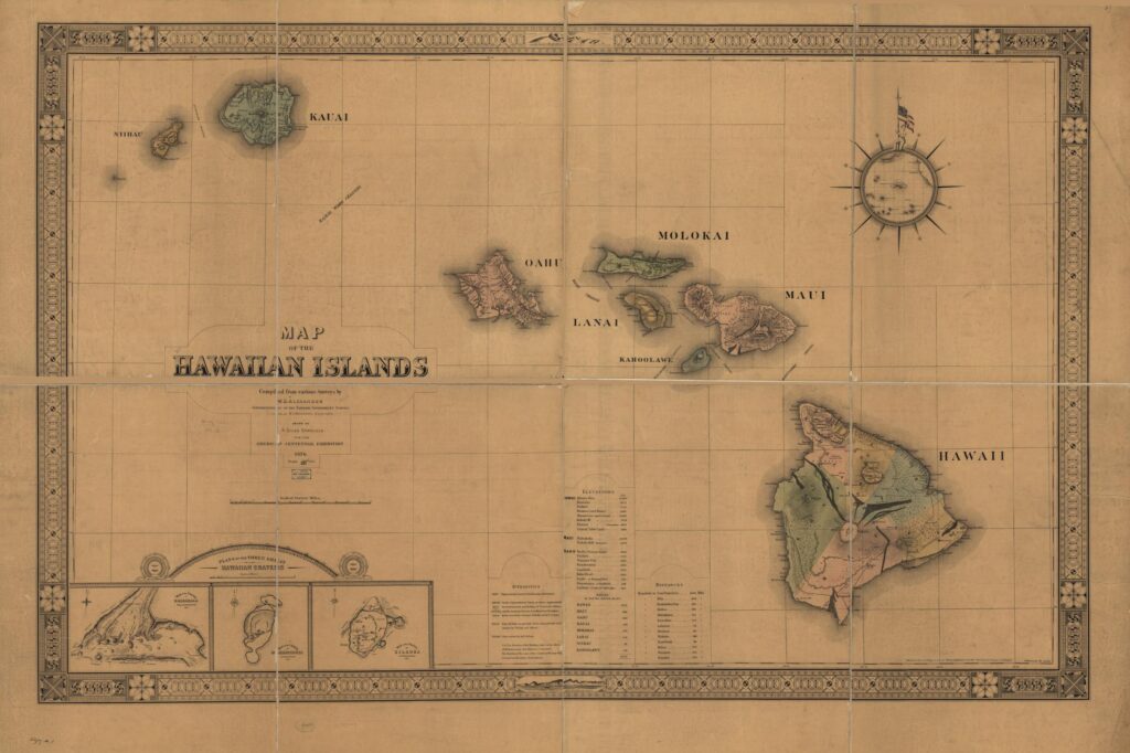 1876 Map of the Hawaiian Islands