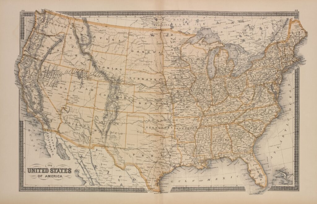 1880 Map of the United States of America