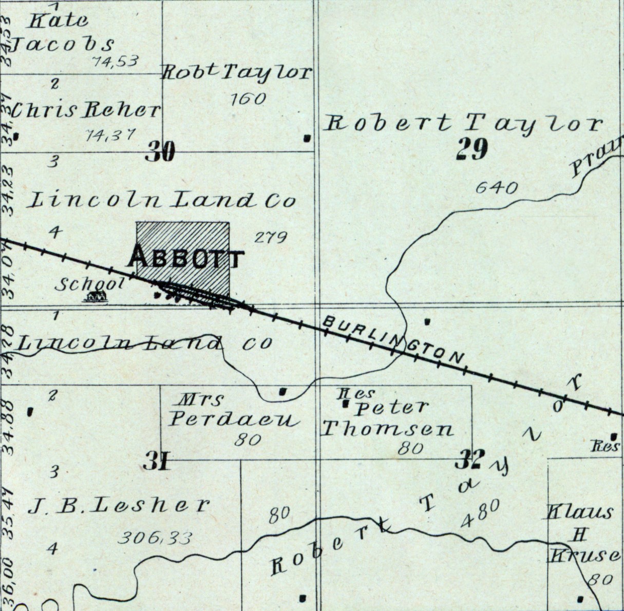 1904 Map showing Abbot, Nebraska