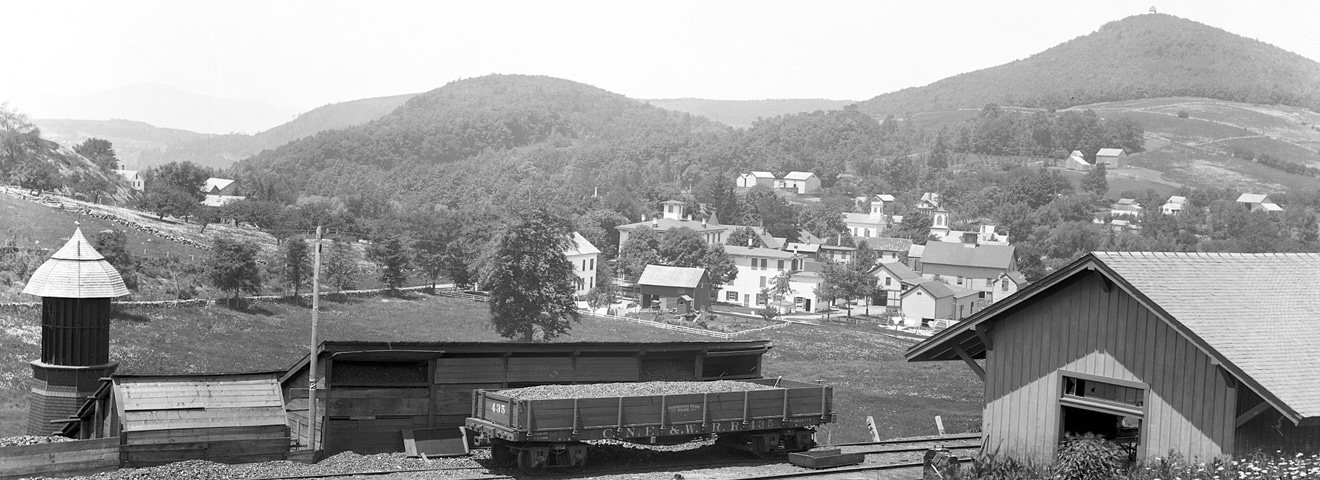 Train depot overlooking the town of Norfolk, Connecticut