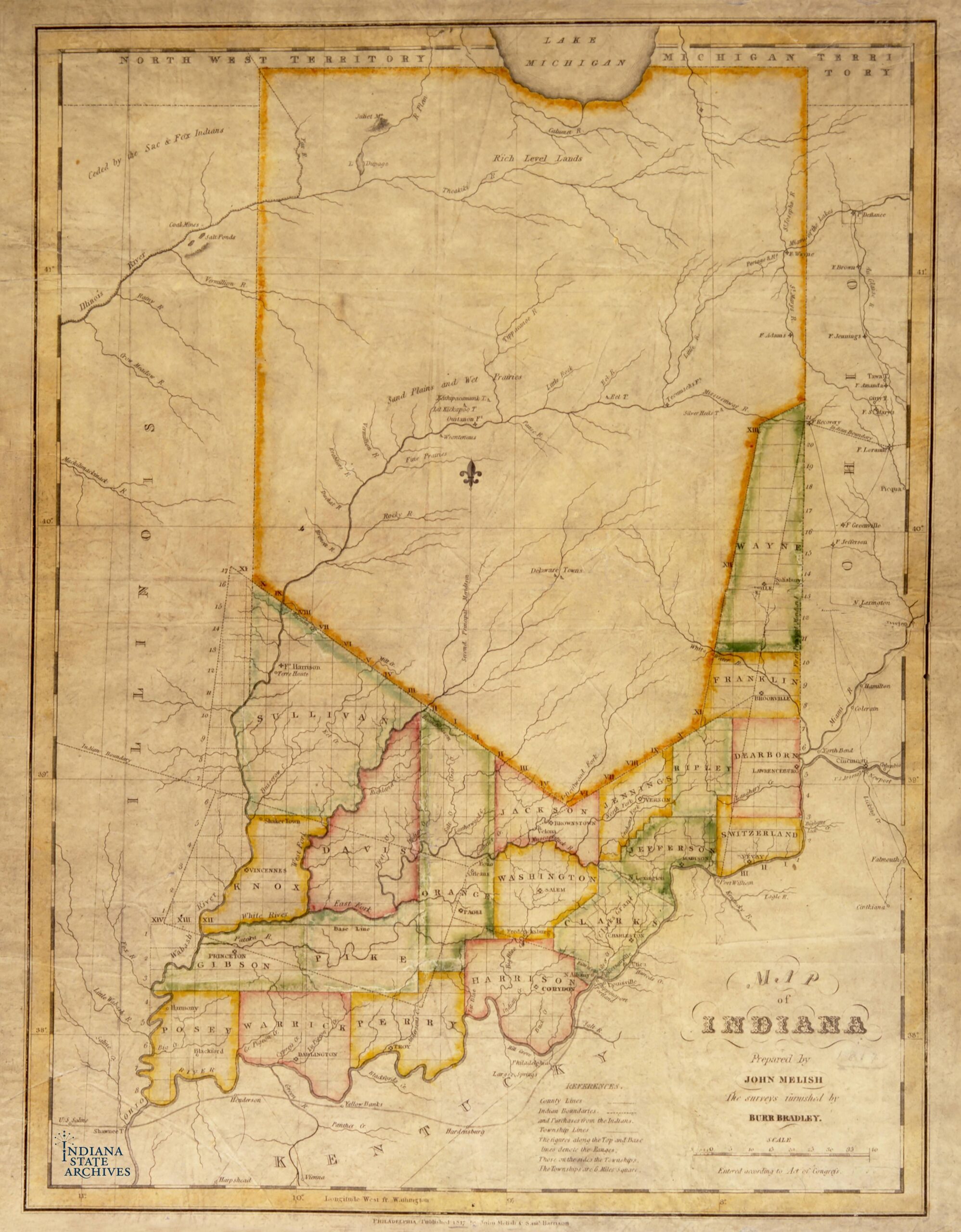 1817 Map of Indiana