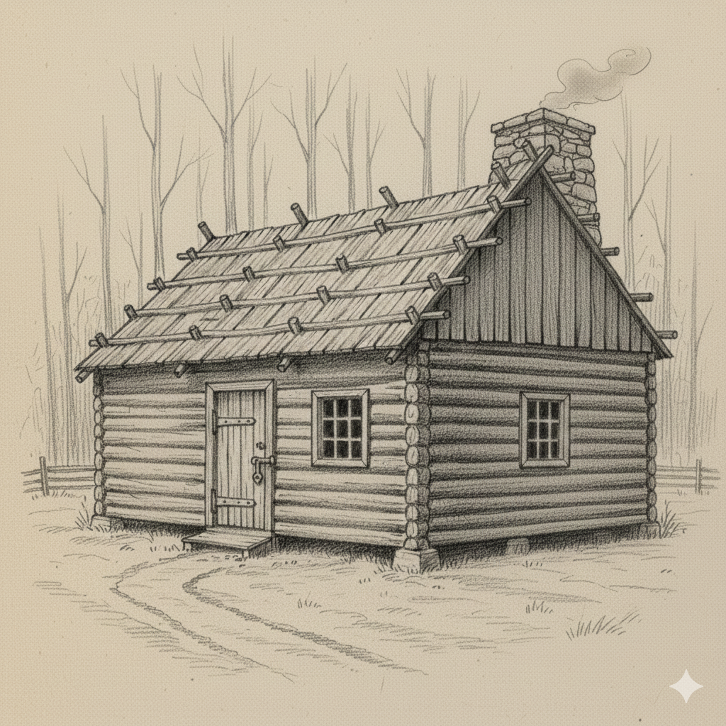 Primitive Log Cabin drawing