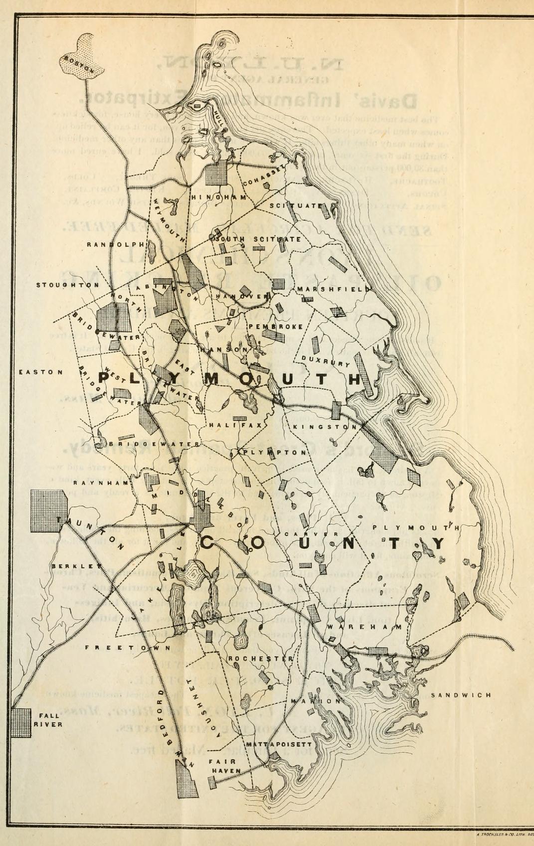1867 Map of Plymouth County Massachusetts