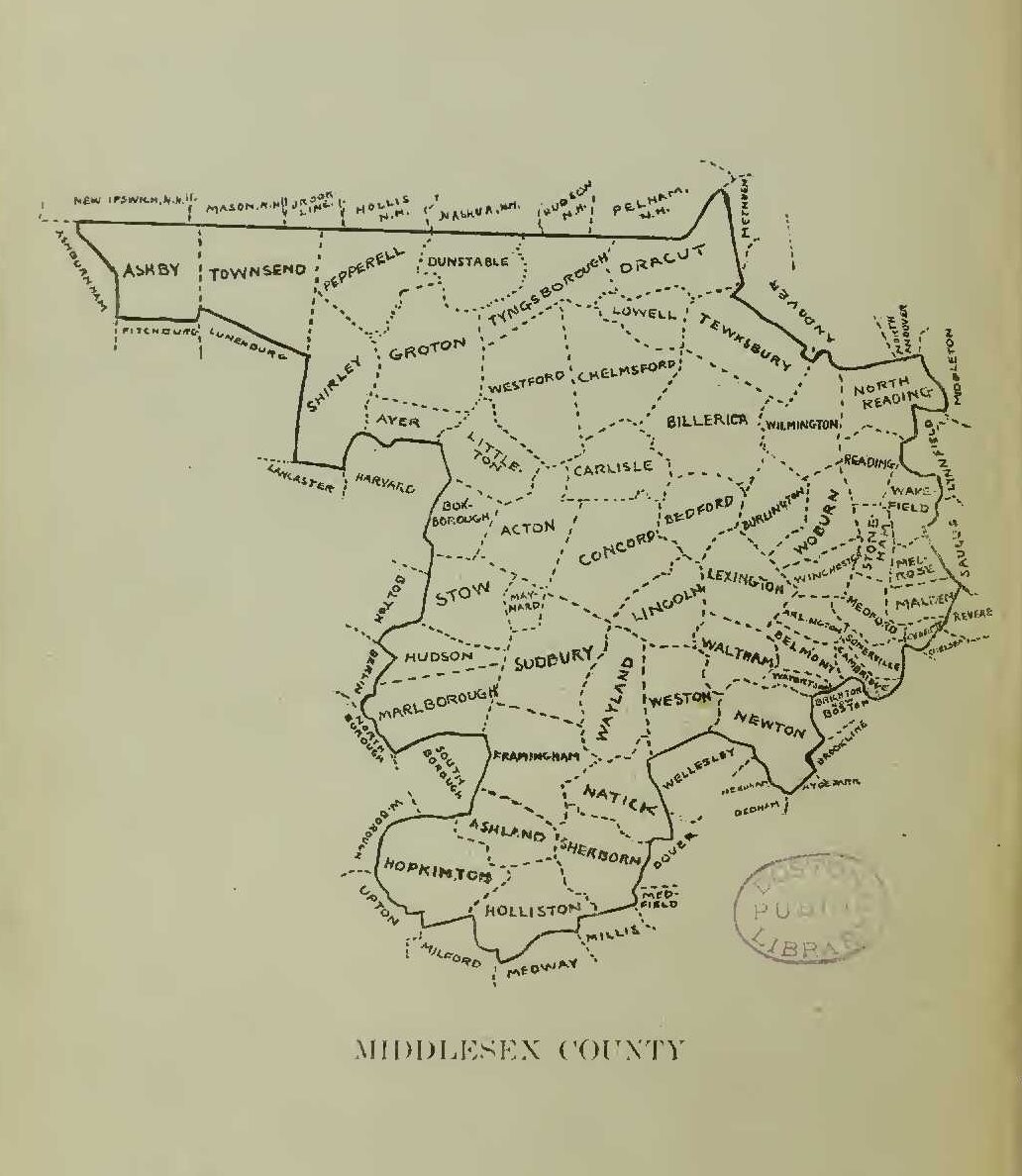 Middlesex Massachusetts County Map
